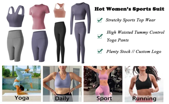 Новые модные комплекты для тренировок из 6 предметов. Бесшовная одежда для йоги и фитнеса для женщин, сексуальный спортивный топ с байкерскими шортами с высокой талией + брюки для йоги Ropa De Activewear.